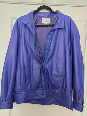 VTG Ruth Wagner 100% Genuine Leather Jacket SZ M 80s/90s Purple Made in USA